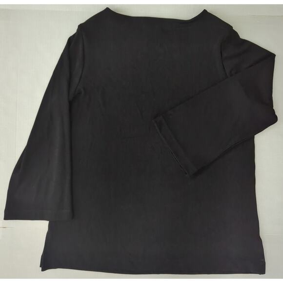 Chico's Black Red Scroll Print 3/4 Sleeve Tunic Top Women Size L (Chico's Sze 2) - Picture 6 of 6